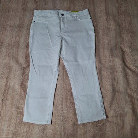 Cropped White Capris George Size 14 Jean Style Zippered Slim Fit Stretchy - Picture 1 of 14